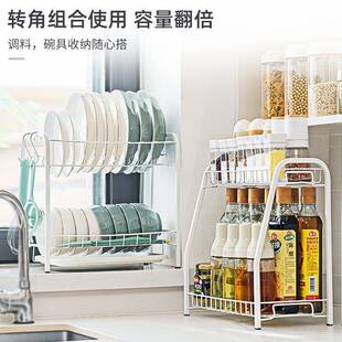 双层碗架碟晾置物架厨房沥水篮收ltao7M7M纳餐碗放调具料架子爱丽