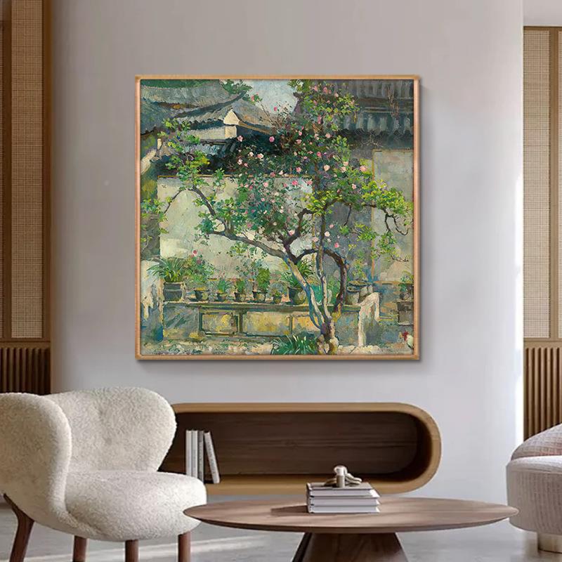 悲鸿庭院房小徐幅油画现代简IOT约风景装饰画书客厅田园入户玄挂