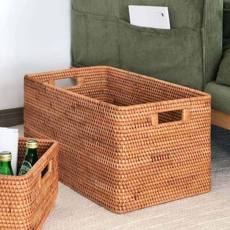 越筐篮南藤12345678编收纳带盖草编脏衣服子竹编编织收纳盒玩陈具