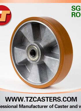 重型聚氨0酯铝芯轮160业X5工业PU轮承PA160X50重滚动工脚轮