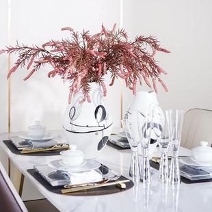 现代简约垫样板房间艺餐摆具餐盘餐桌件欧式 H1582花水晶盘西式