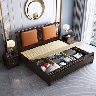 轻奢卧室软靠床压气高箱床1 A09 新式 床实1.8米双人床中现代中木式