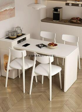 轻奢奶油风岩板岛台餐桌体一可伸缩小型意用式家岛台现代95850简