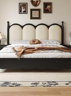 法式古实床简约1MTH218.5米橡胶单人床主卧中古风1.8米软靠木双木人复床