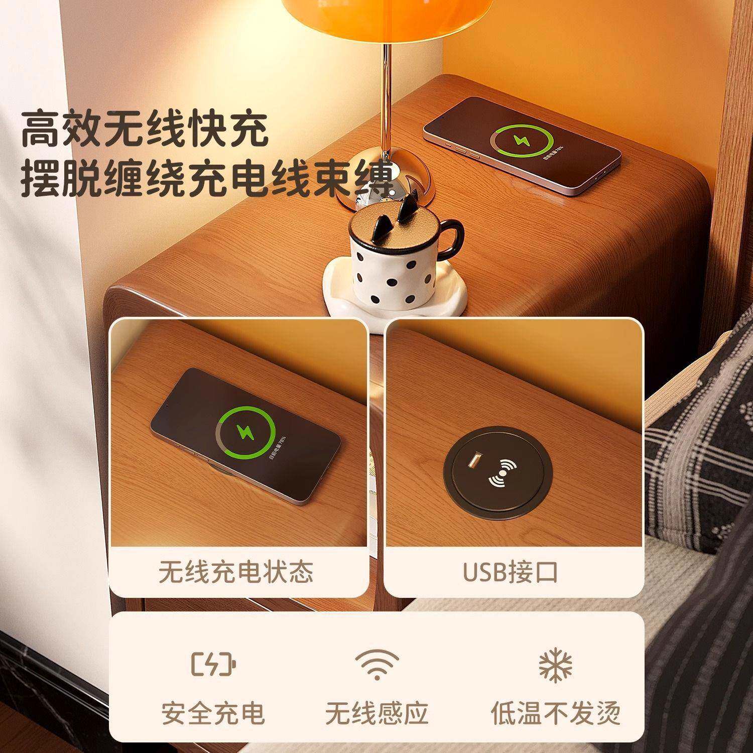 物床柜迷你小型极窄简约床边柜夹卧室收纳头超窄缝置架ETM实木大