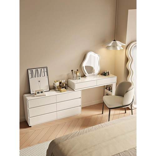 2025新款奶油梳风妆台极窄4083c0m卧柜室斗柜一体床尾超窄化妆桌