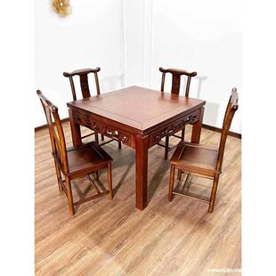 威武八子仙桌实木式方桌厅农村中客堂老实木餐桌饭店简NVX约正方