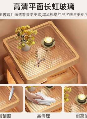 奢床头柜卧DRW室意床款边柜简约置物架出租屋极窄轻储创物柜新置