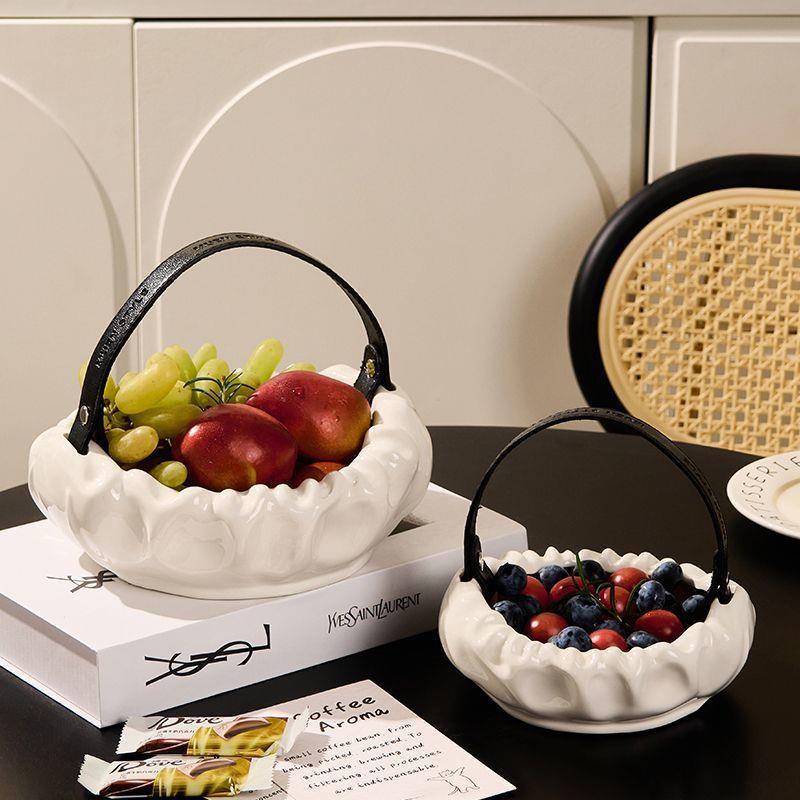 轻奢高档果盘茶几家用高端致精厅高颜值客水果篮2CZD025新款陶瓷