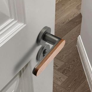 卧室实内门锁原木风门把手静音磁吸家用中木F15 B59木门锁具新室