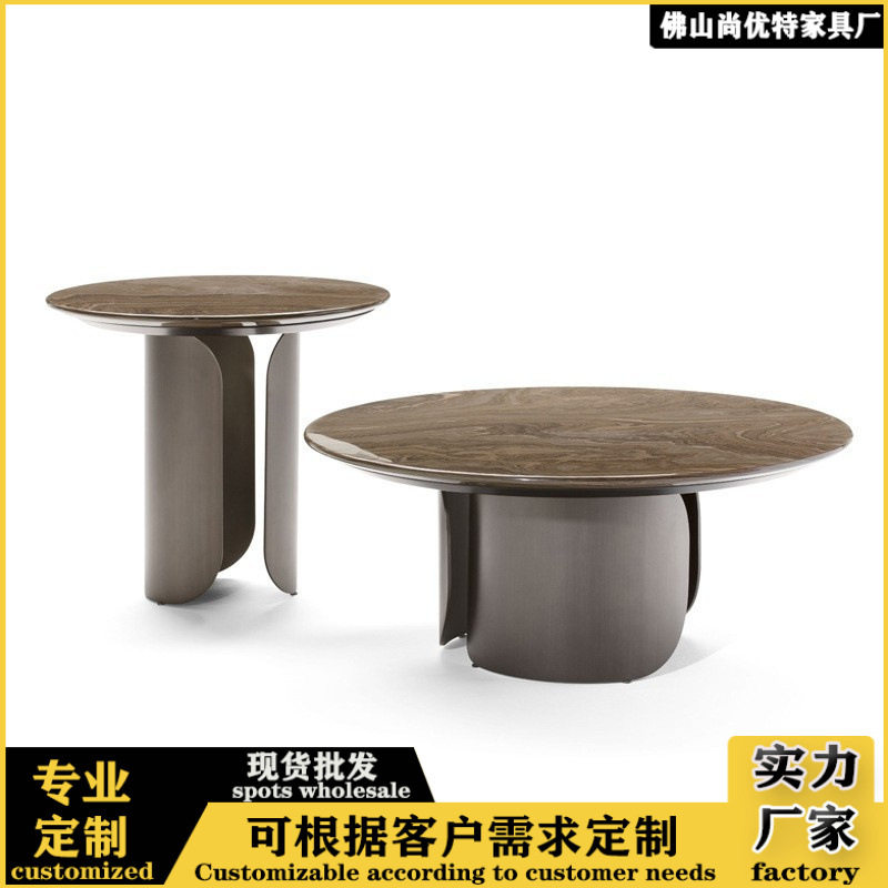 轻奢大理石茶几客厅简约沙发茶台不锈钢阳台茶桌小户型家具小桌子