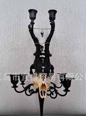 跨装牛牛头烛台装饰品摆件家居头创意修设计境庭院烛台牛YS-001牛