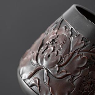 紫茶道六君子套茶道配件ROM泡茶整立体韵荷浮雕中式 陶复古茶勺茶