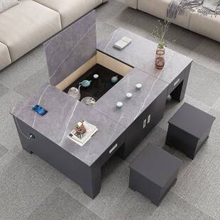 岩板小户型全自动升降茶几冲茶一体家用多功能茶桌轻奢现代泡茶台