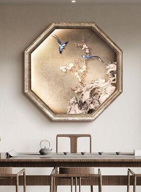 喜鹊报喜入户玄画关装饰画花形梅式假窗VAV户景茶室挂画新中走廊