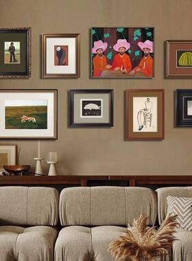 现代组法式中古风0美式柜复古客厅矮装饰画玄关挂画合AVIO44