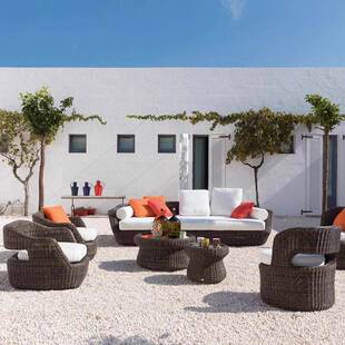 户外沙发墅防水防晒休闲庭LUD院花园宿露室天外别民藤编沙发藤椅