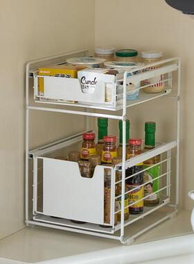 厨下水槽置物架抽屉式台面用品收纳房推拉架浴室分多层层抽MVH拉