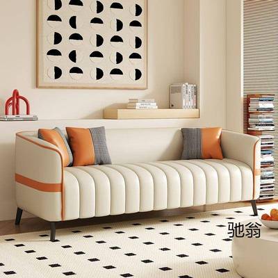 BWV意式钢琴键超纤皮双拼色洗免沙发客厅现代小奶户型油直排三人