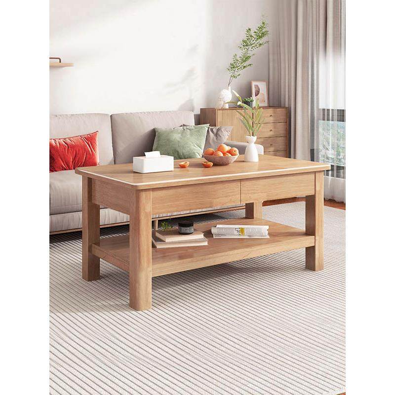 客厅茶几全实木CM高茶桌橡胶木茶台现代简约小户型餐桌