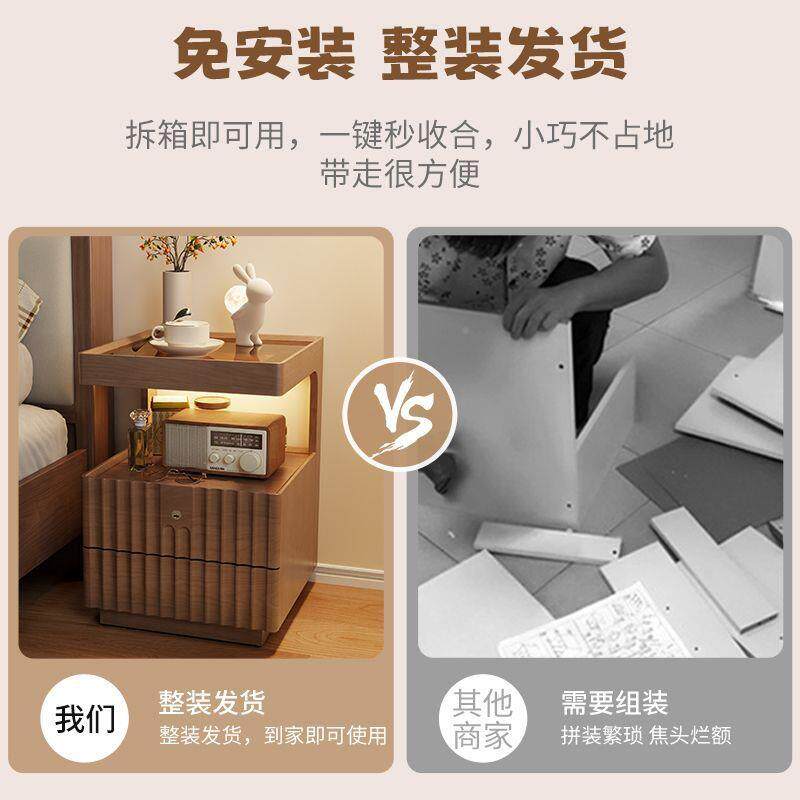 木床头柜家用物现代卧室储柜床柜SRG小型简约实床边置物边架简易