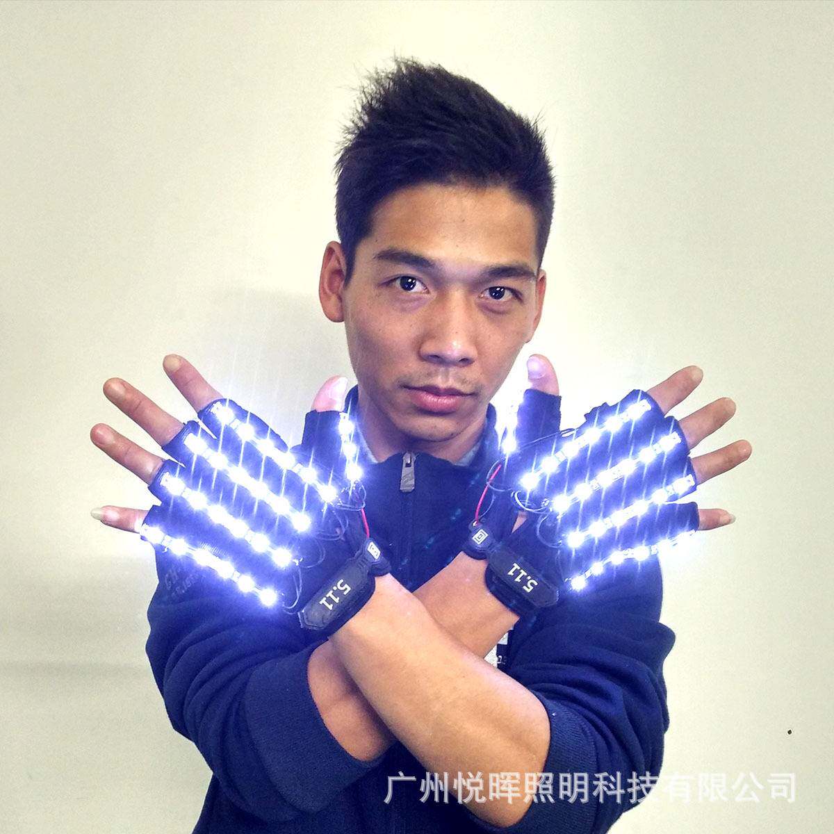新款LED发光手套七彩多色LED手套舞台酒吧演出服装 化妆舞会道具
