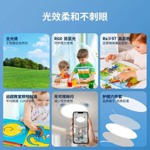 全光谱孩普141瑞卧室约灯护吸顶灯现代简眼温馨创意男孩女儿童房
