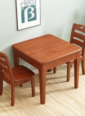 全实西木餐桌椅组YPA合正方形实木808桌0固定小户饭型餐桌小方桌