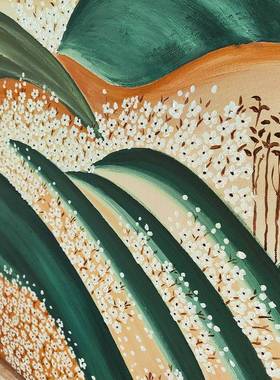 纯大幅花卉手五瓣青山绘画油99859沙发背景客厅卧室画装饰画肌理