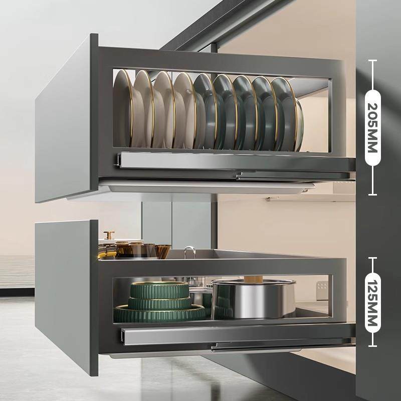 源头厂家拉不篮双厨房橱柜04锈架钢层抽屉式碗441收纳碟架橱柜碗