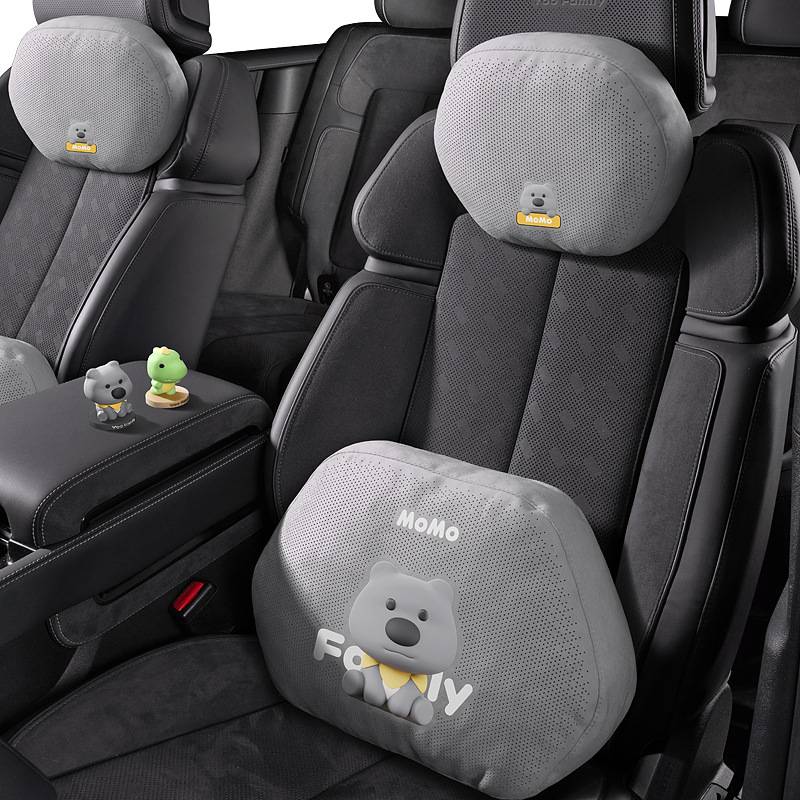 YOO Family F-003麂皮绒颈枕腰靠车用护颈枕车内靠枕套装四季通用