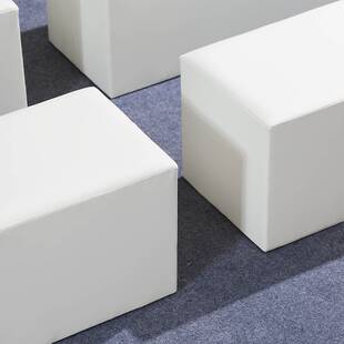 6R会展车展户外婚礼活动长条白色方凳子沙发矮软包黑秀单人吐司皮