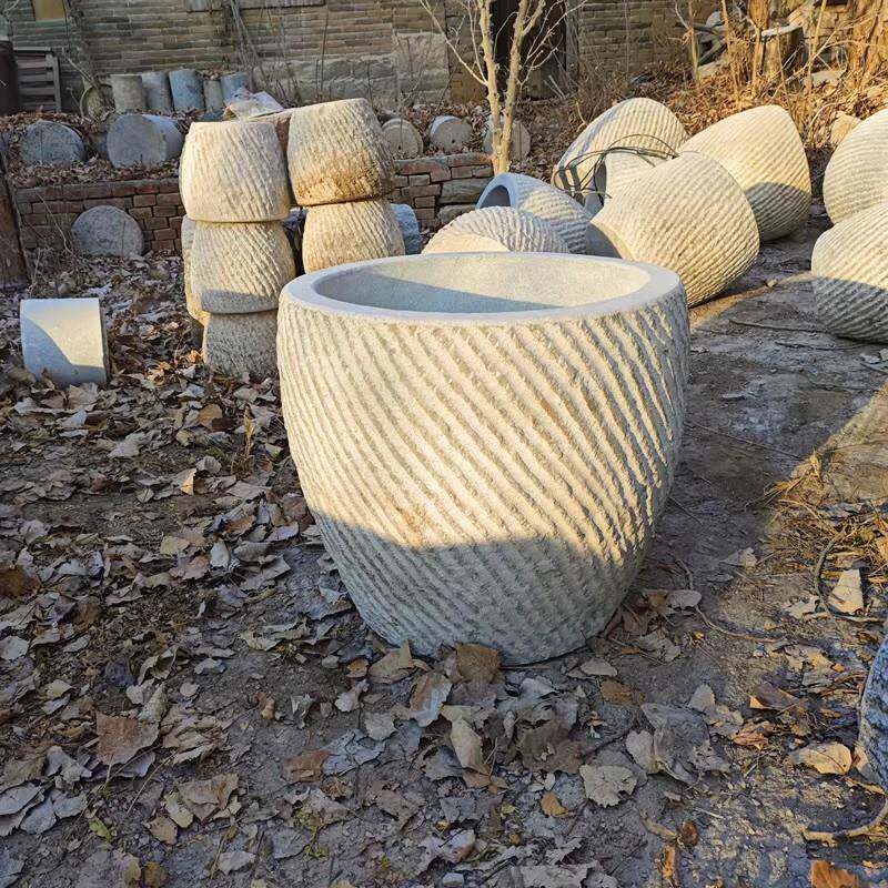 石雕盆花石石臼庭院3232圆形水缸古装饰缸打糍粑仿年糕石窝老式石