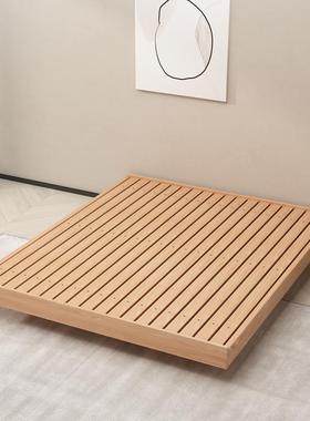 J日式实木现代简约北床美橡木无床头双人ZGN床床小户型榻榻米0悬