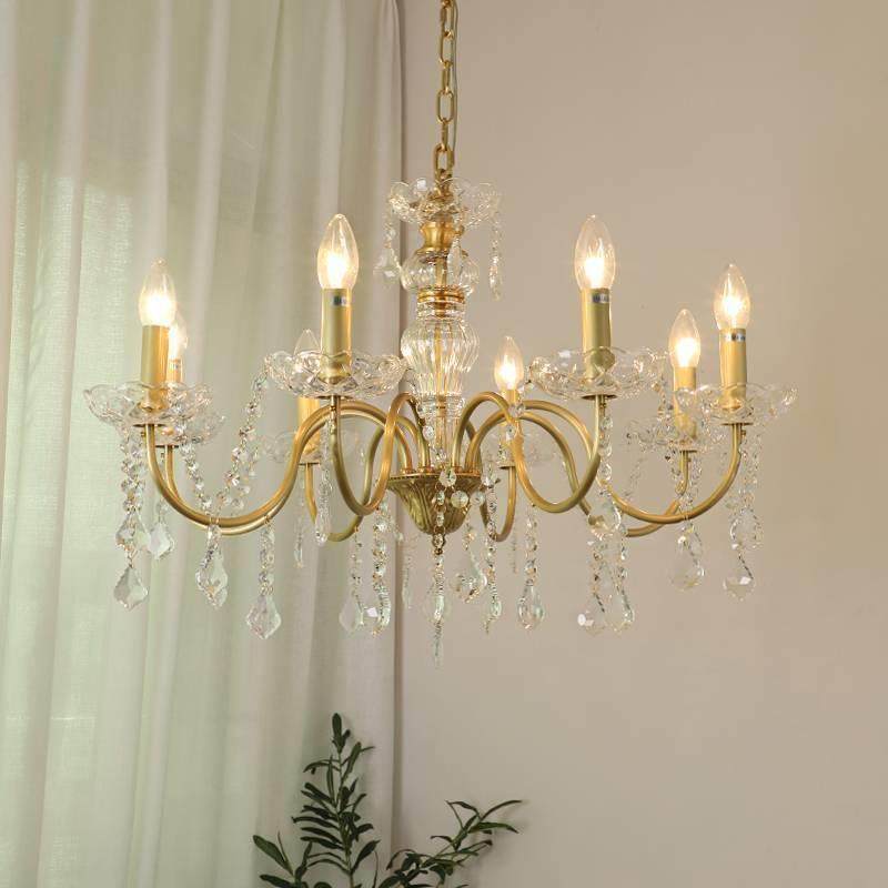 美式蜡烛水晶护吊灯法式宫廷风全光292谱眼卧室餐厅厅客铜水全晶,家装灯饰光源,智能吊灯,淘宝优惠券,粉丝福利购,淘宝优惠卷