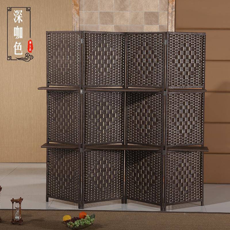 6R草编屏风隔断简易约折叠客式玄关厅置物移动折屏简WXMJ-092中实