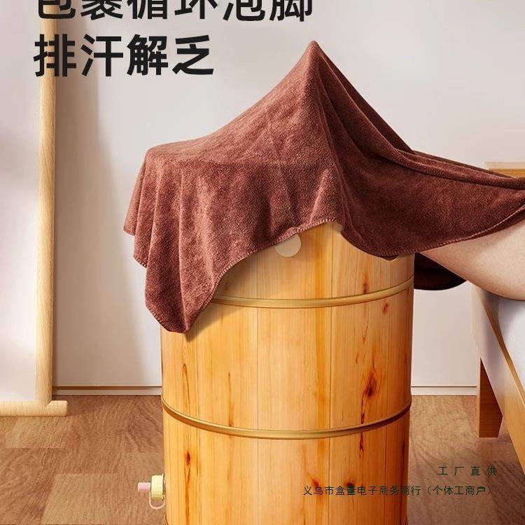 香柏木泡脚桶过小腿木桶蒸熏家实木过膝足浴桶桶高用深桶723保温