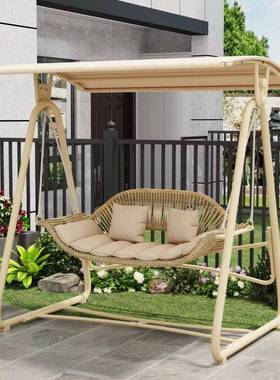 庭秋院双人千台家用铁艺摇椅阳休闲椅欧式摇篮椅IXP内儿童室荡秋