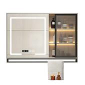 9sa智能室镜柜挂墙带灯防雾实木置物架收单独式 卫浴生间镜174子纳