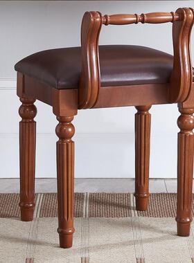 美式ZXP梳妆台凳子欧式网家用木白红简约现代卧室实色化妆凳子梳