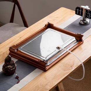 不锈钢实木茶盘干泡台高端家用轻奢中式抽屉式茶具