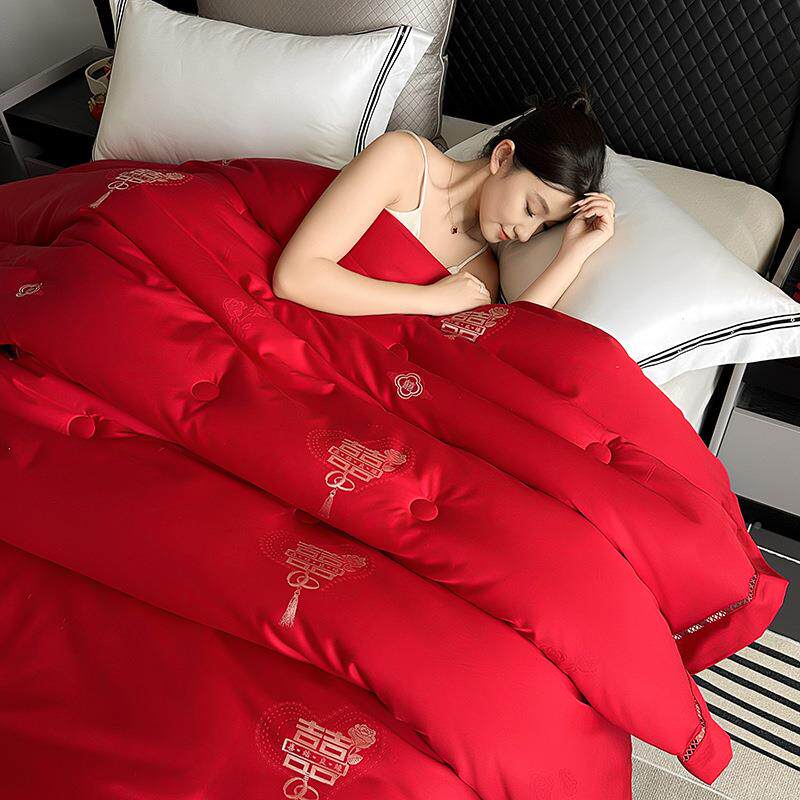 嫁100s贡缎喜天丝棉大上提花剪花婚庆工婚庆工艺艺被中式婚床四件