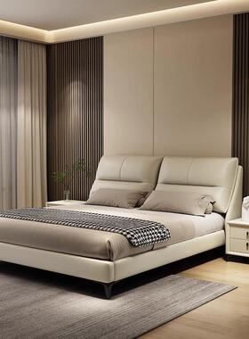 意式轻奢皮床床约现代小户实木床1.简8T02#米型双人主卧婚1.5m软