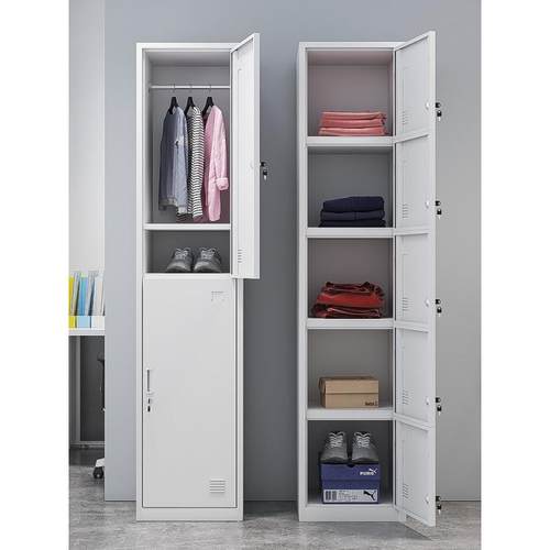 单门储物柜皮更柜员工宿舍纳带锁铁靠墙收柜家XUN衣用卧室简易衣