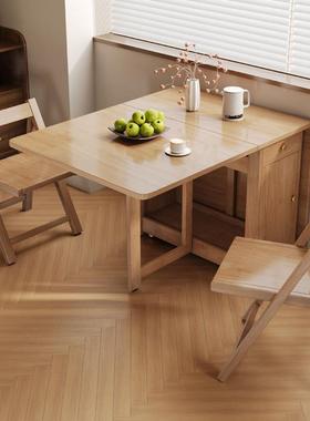 实木岩板餐桌椅225新款移动长形吃方饭桌子UAF家用0小户型折叠餐