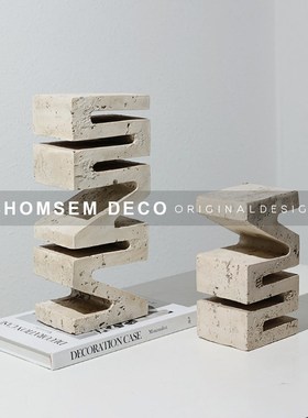 样板间博b古架抽象几何字母摆件售楼处客厅电视柜办公室软装工艺