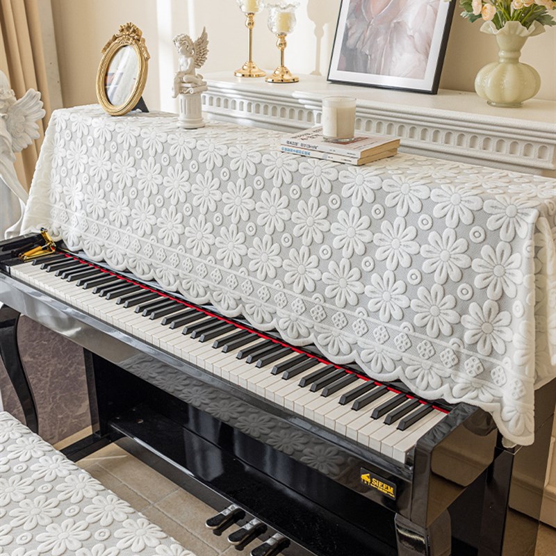 法式复古钢琴防尘罩半罩现u代简约巾凳套全罩高级感电钢琴罩盖布