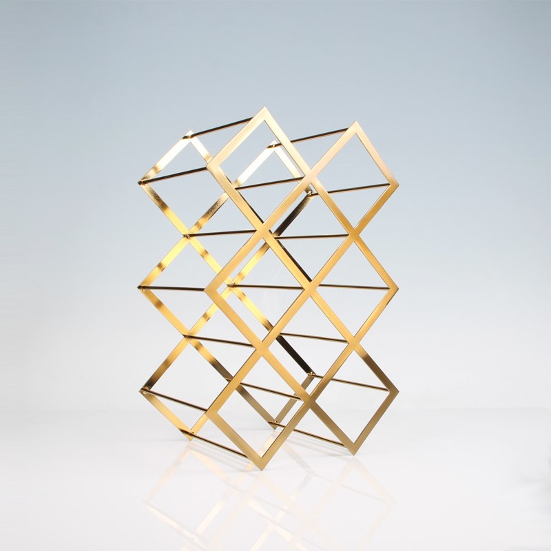 菱形格金属红酒架吧台简约置物架C客厅酒柜红酒架子装饰创意展示