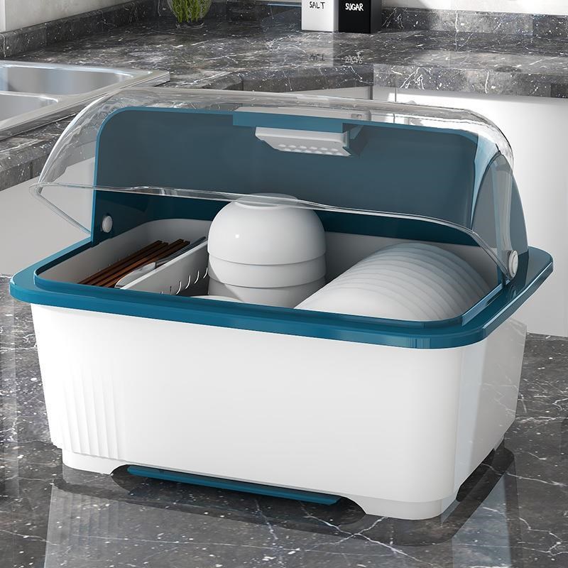 放碗筷收纳盒h碗碟沥水收纳架翻盖厨房用具碗柜家用装餐具放碗碟