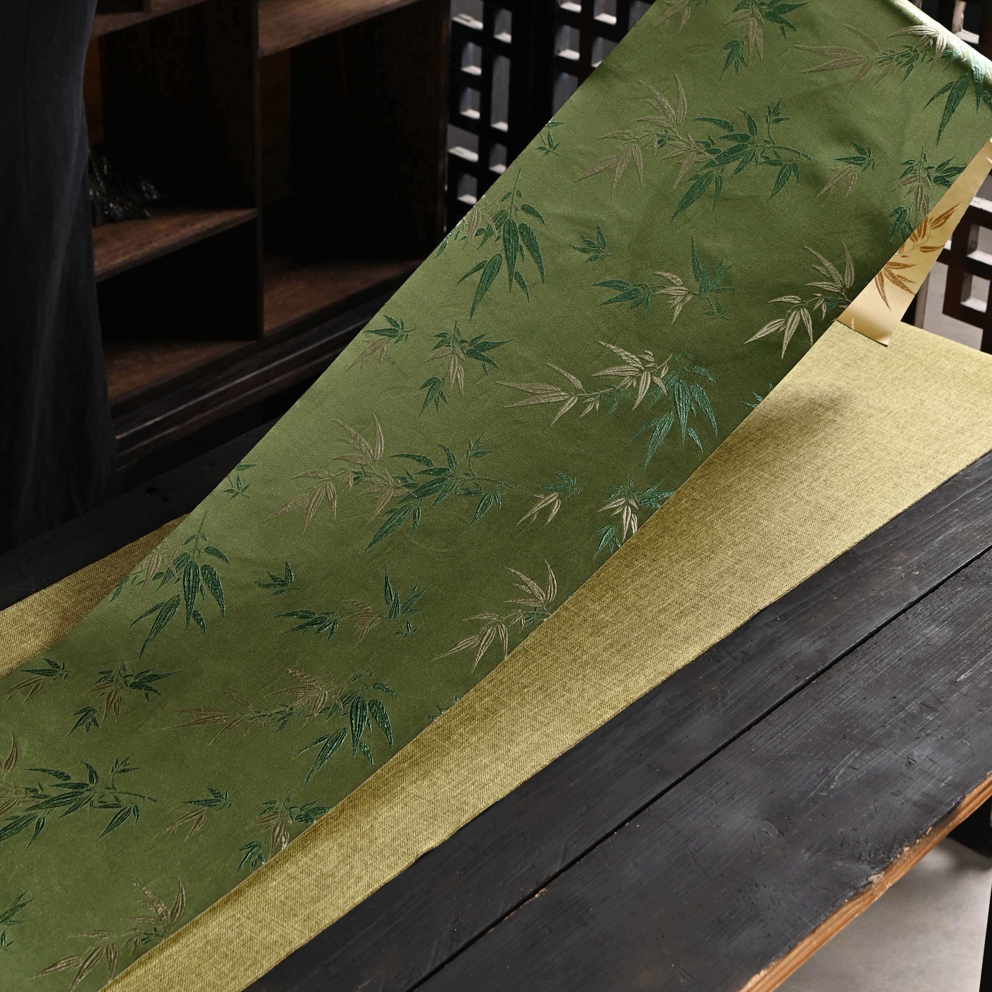 竹叶麻纹组合长茶席桌旗桌布吸水布艺手工中式复古家用茶室可定制